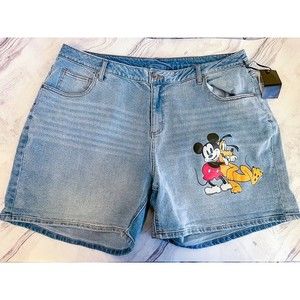 Disney Mickey Mouse and Pluto Denim Shorts Hot Topic NWT Size 20